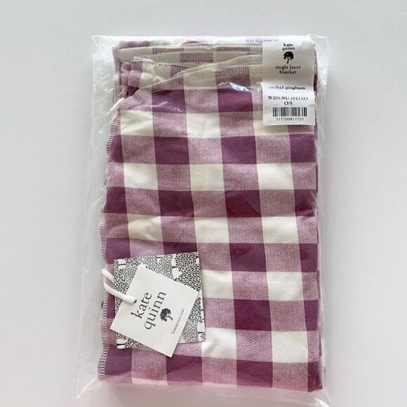 Kate Quinn Organics Orchid Gingham Single Layer Swaddle Blanket - Picture 1 of 3
